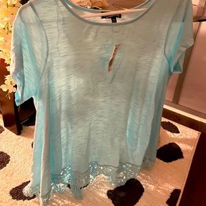 Xsmall lace babydoll Tshirt Tiffany blue